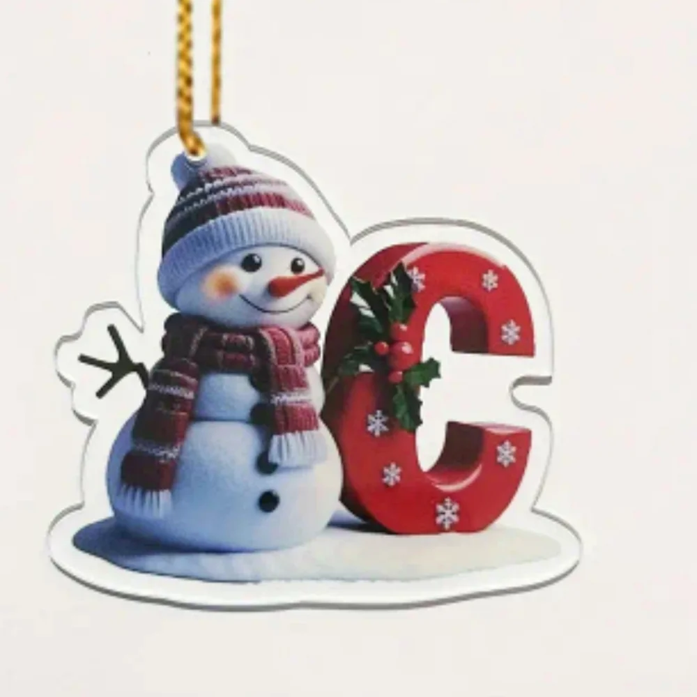New 2D Christmas Ornament Snowman Letter C Holiday Tree Decor Gift